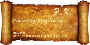 Paczolay Klarissza névjegykártya